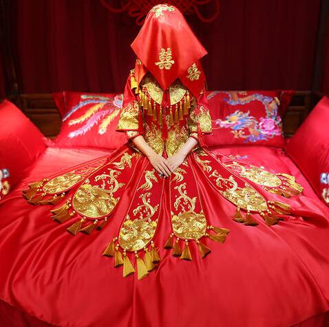 婚纱2017新款新娘结婚礼服欧美拖尾宫廷奢华深V性感露背2018春季